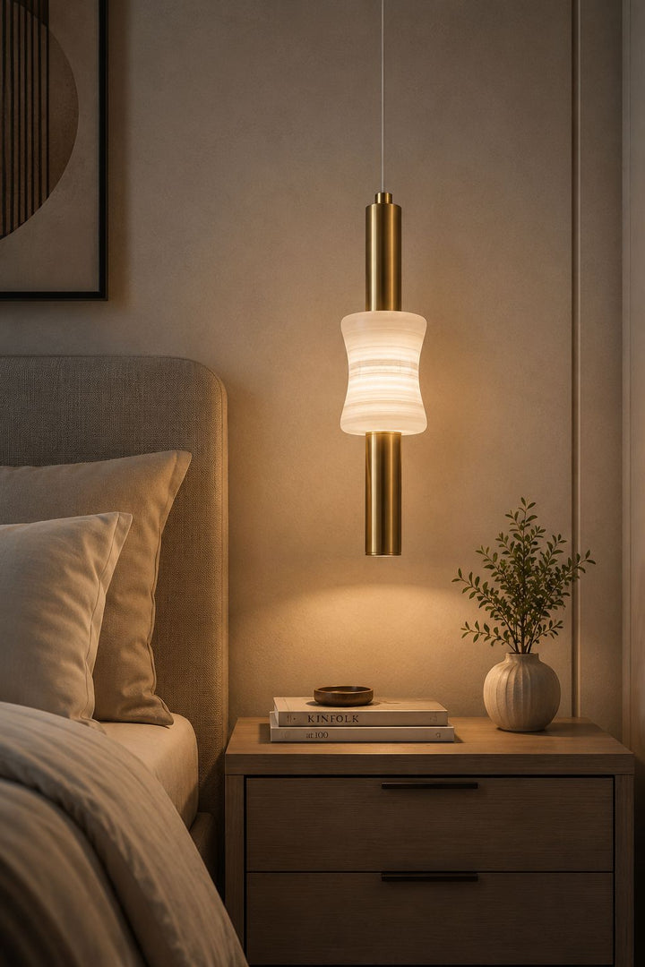 HDC Modern Gold Glass Pendant Light for Bedroom, Living Room