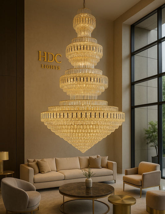 HDC 1200*1800mm Luxury Modern Crystal Double Height Chandelier For Staircase