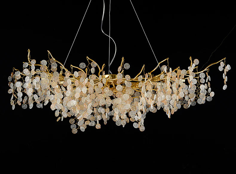 Hdc 1200mm Long Golden Long Drop Crystal Chandelier Ceiling Lights Hanging - Warm White