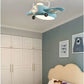 Hdc Children's Flying Plane LED Helicopter Lamp For Kids Girls Boys Bedroom with Lamp Remote Control Blue Pink Fan Chandelier