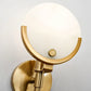 Hdc Golden Metal Geometric Led Wall Light With Round Marble Lampshade