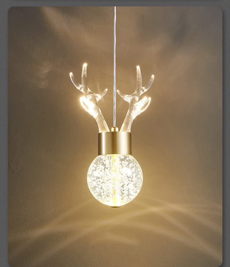 Hdc led 1-Light Gold Horn Acrylic Hanging Pendant Ceiling Light - Natural White