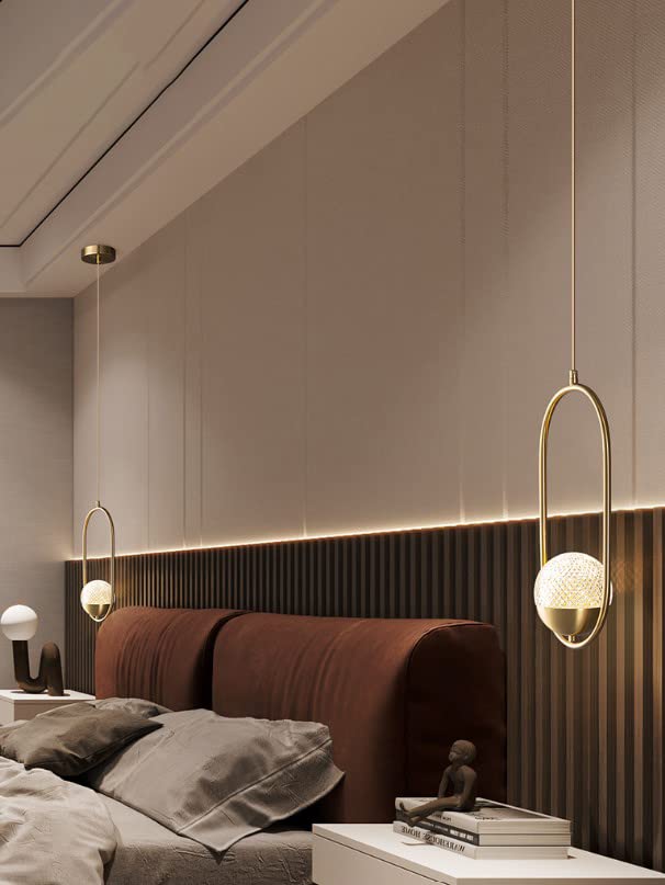 HDC Modern Oval Glass Pendant Light for Bedroom, Living Room