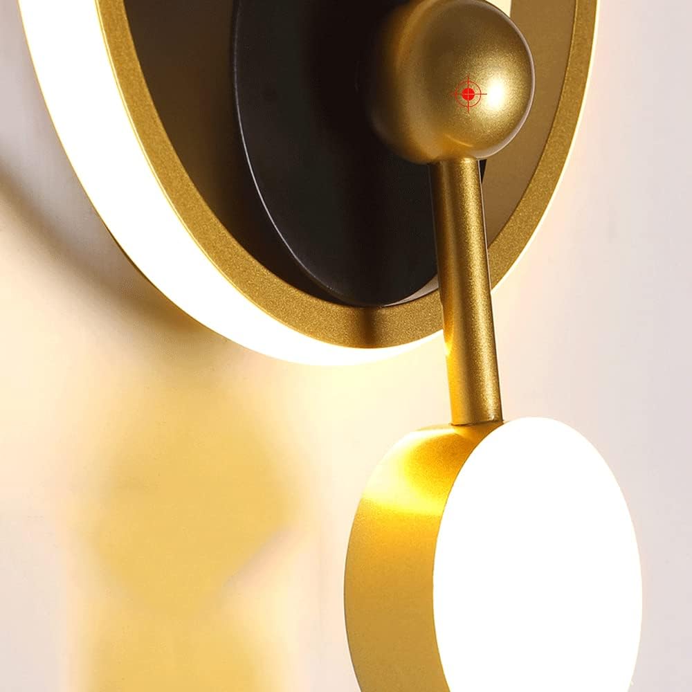 HDC 14W Black Gold Round Shape LED Wall Lamp with Pendulum- Warm White