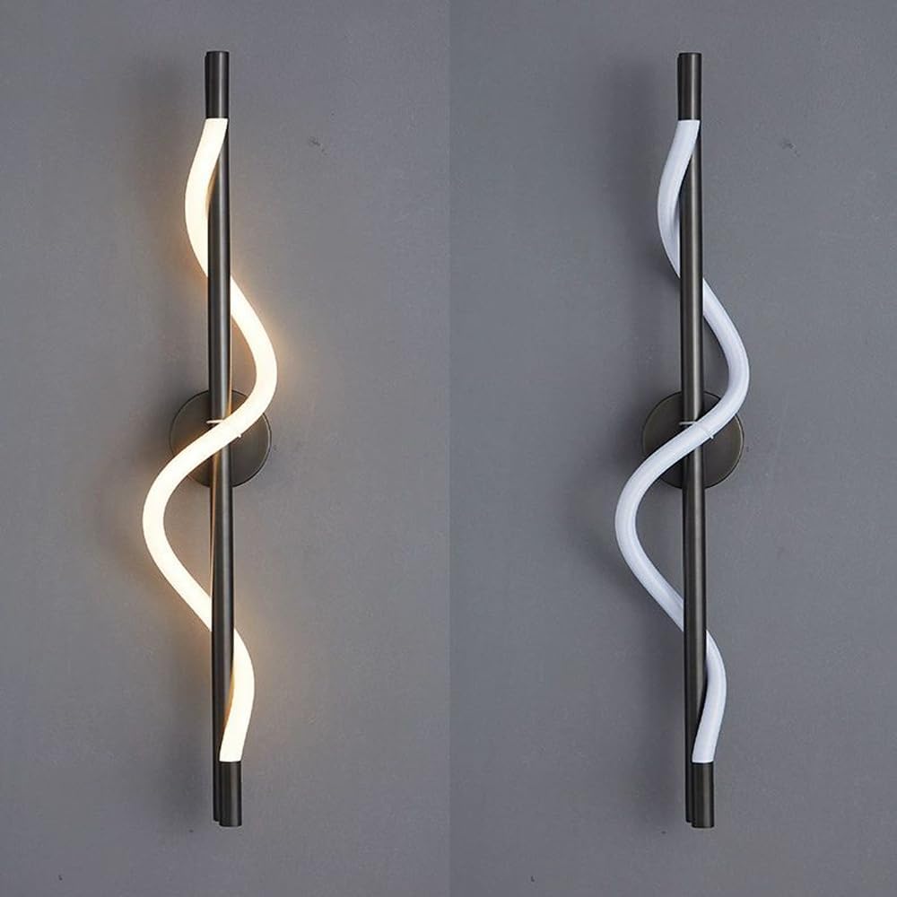 HDC Black & Gold Modern Spiral LED Wall Light for Bedroom, Living Room & Hallway