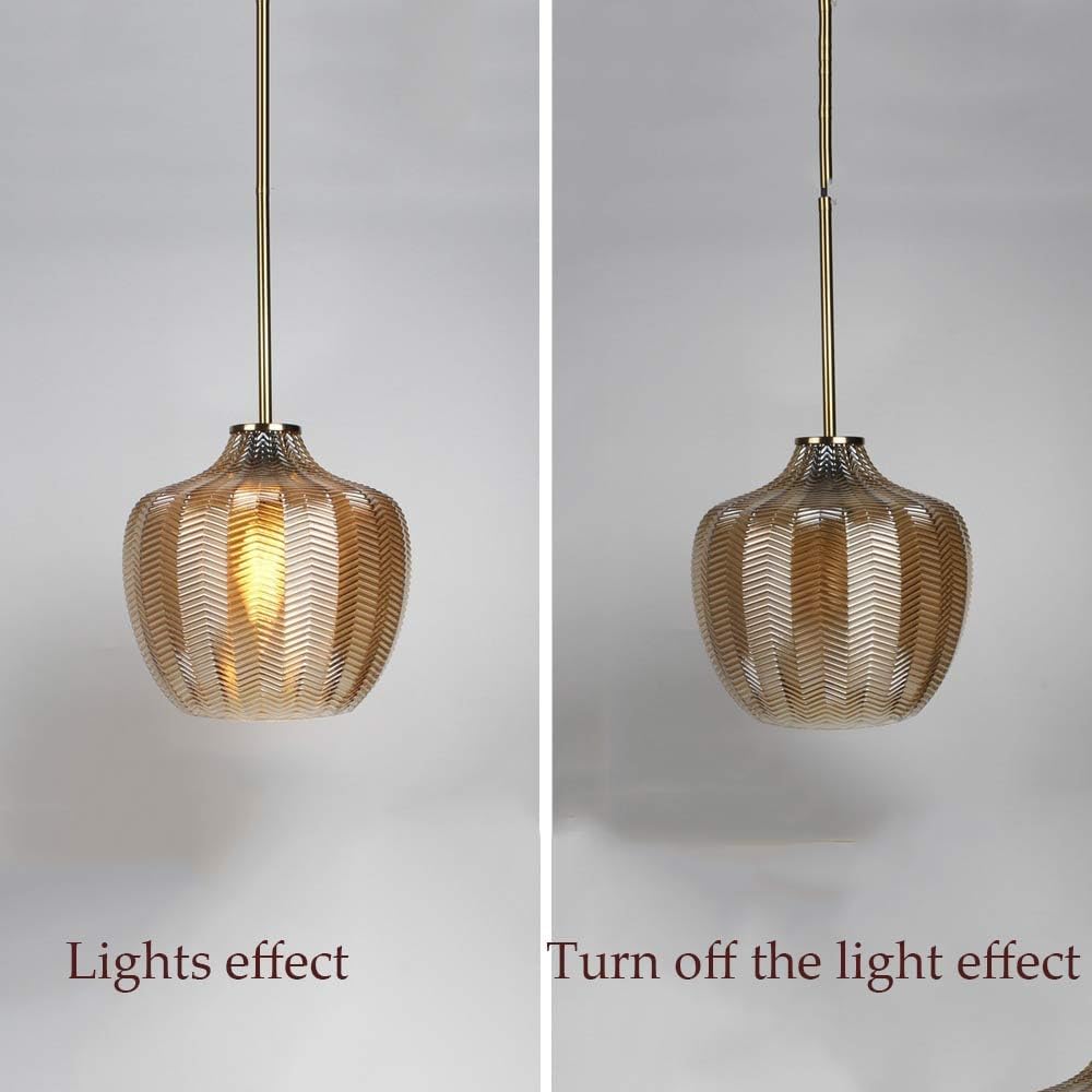 HDC 1 Light Led Amber Glass Pendant Lamp Ceiling Light- Tricolor