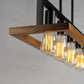 HDC Modern Rectangular Iron & Wood Hanging Chandelier Light for Dining & Living Spaces