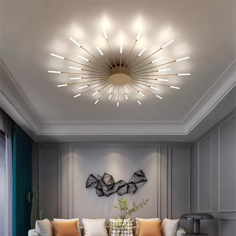 HDC 28 Lights Gold Body Acrylic Led Chandelier Ring For Living Room Lamp - Warm White