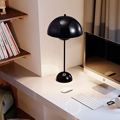 HDC Luxury Black Metal Dome Table Lamp for Bedroom, Living Room & Study