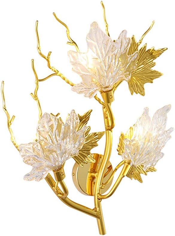 Hdc 3 Lights Nordic Simple Glass Lampshade Creative Golden Maple Leaf G9 Wall Light Fixtures