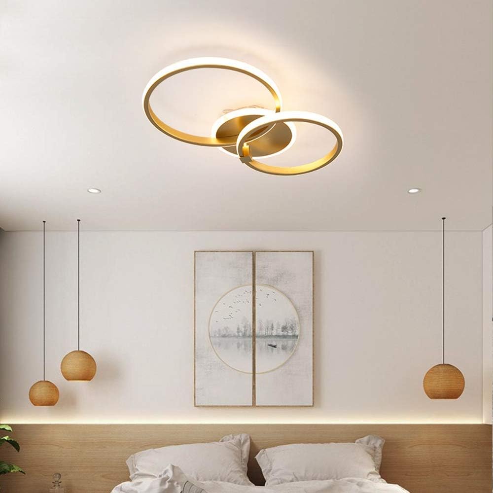 Hdc Modern 2 Ring Gold Flush Mount Ceiling Lighting Chandelier