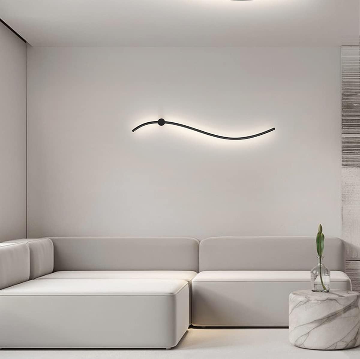 Hdc Led Curvy Black Long Strip Wall Light