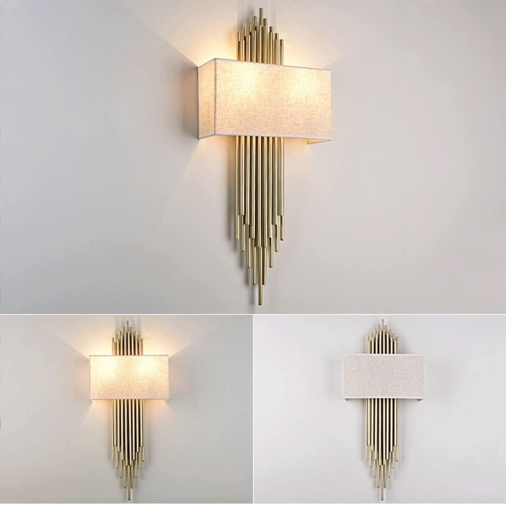HDC White Shade Modern Gold Metal Wall Light For Drawing Room - Warm White