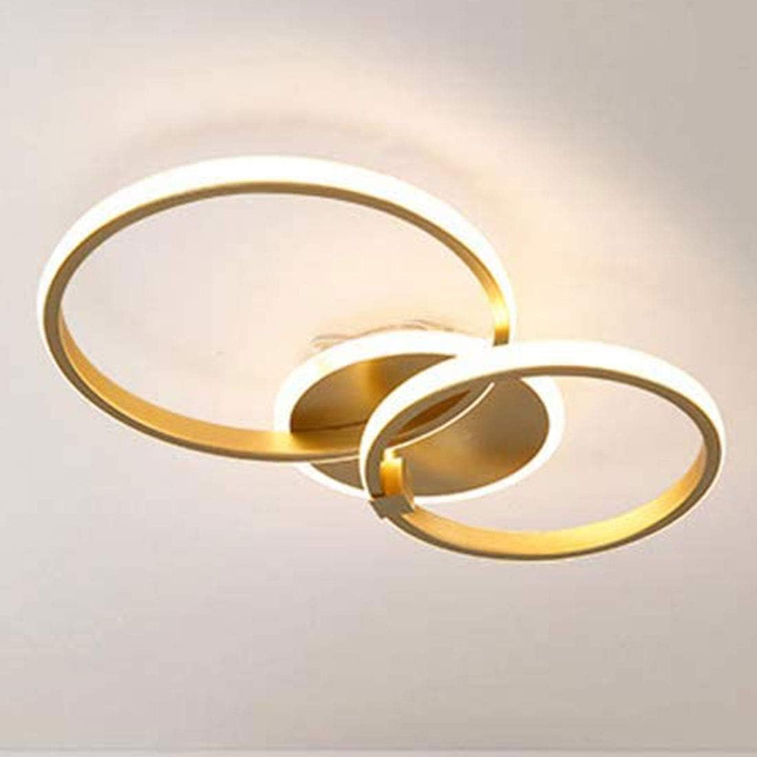 Hdc Modern 2 Ring Gold Flush Mount Ceiling Lighting Chandelier