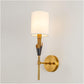 HDC Simple Brushed Gold Wall Sconce with White Fabric Shade Modern Wall Light