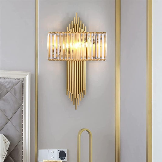 HDC Modern Crystal Golden Wall Lamp Simple Living room Staircase background Wall For Living Room Indoor Light Fixtures