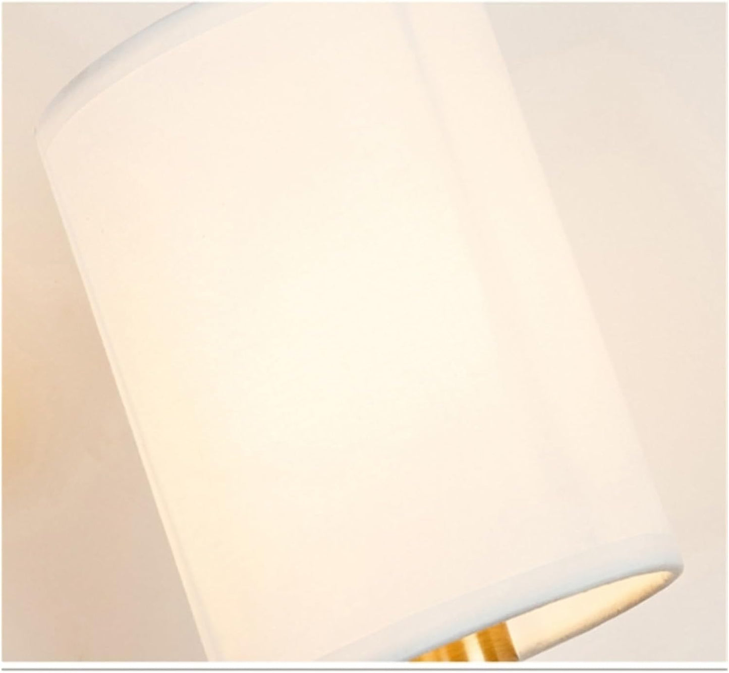 HDC Simple Brushed Gold Wall Sconce with White Fabric Shade Modern Wall Light