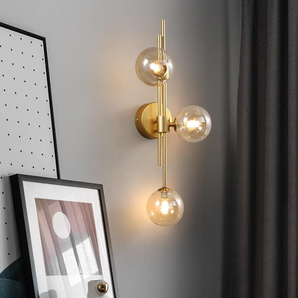 HDC 3 Light Metal Glass Ball Wall Light - Warm White