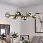HDC Modern 8-Light Golden Smoke Glass Globe Chandelier for Living Room, Dining Area
