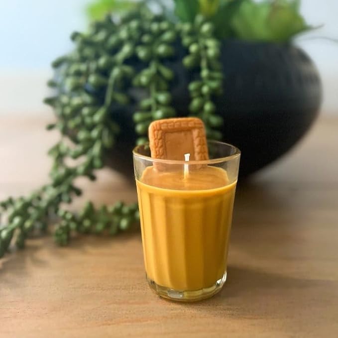 HDC Chai Biscuit Candle for Home Decor and Relaxation Unique Decorative Candle for Diwali Gifting (Pack of 1)