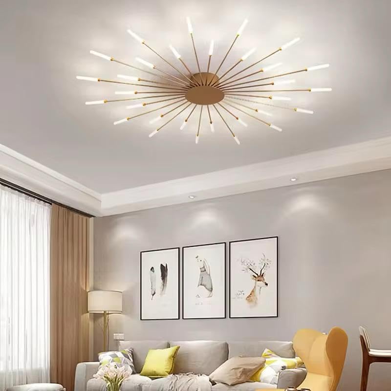 HDC 28 Lights Gold Body Acrylic Led Chandelier Ring For Living Room Lamp - Warm White