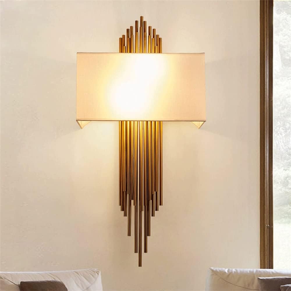 HDC White Shade Modern Gold Metal Wall Light For Drawing Room - Warm White