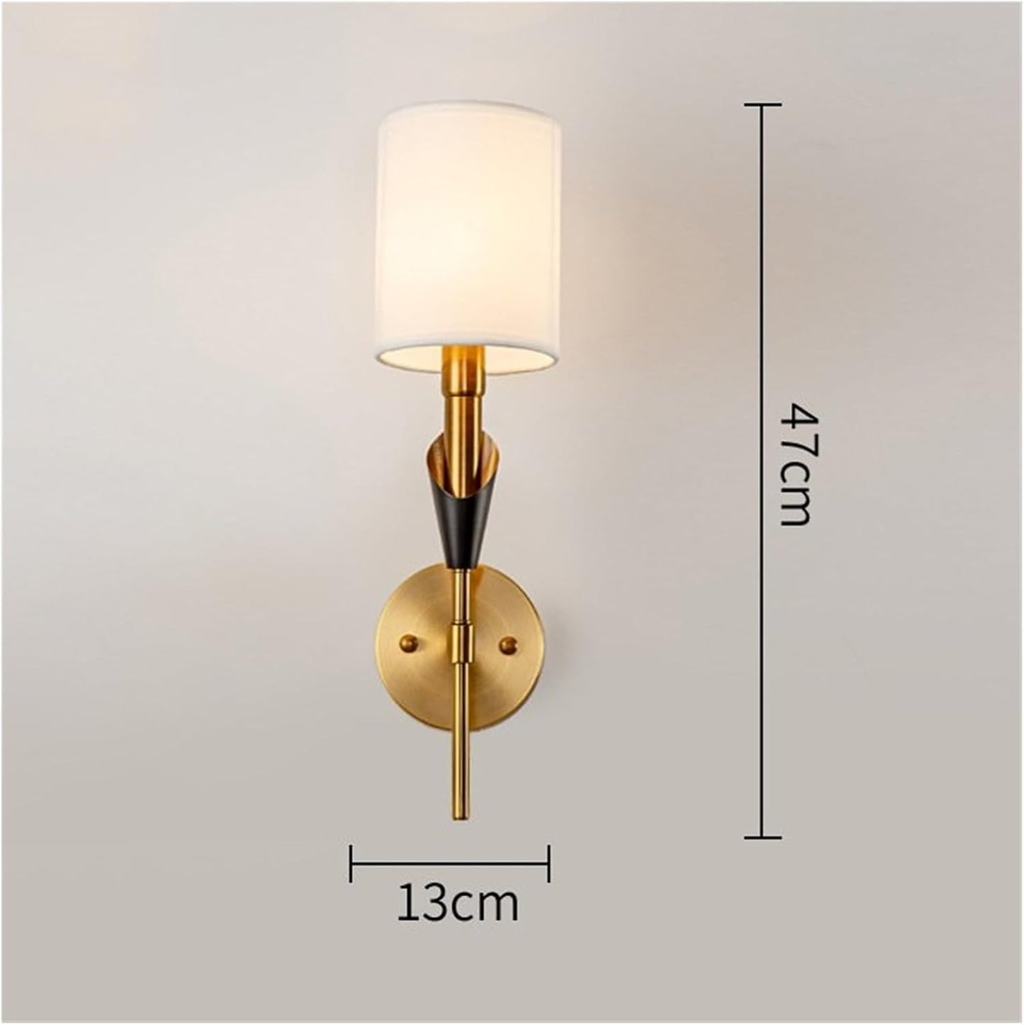 HDC Simple Brushed Gold Wall Sconce with White Fabric Shade Modern Wall Light