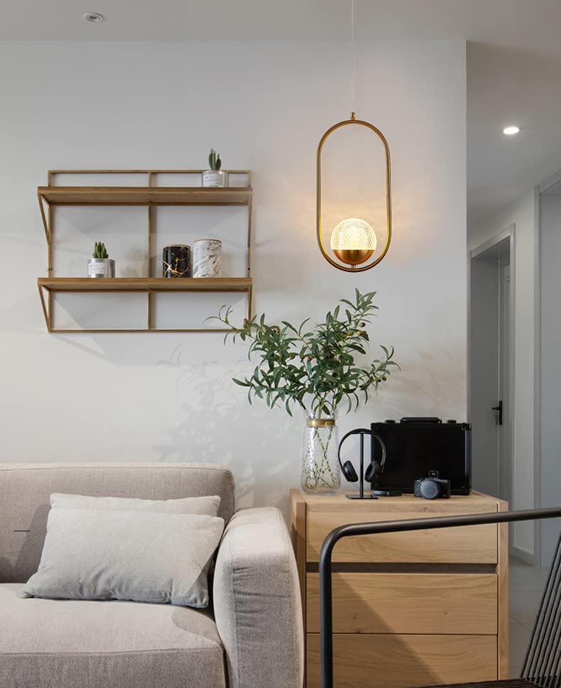 HDC Modern Oval Glass Pendant Light for Bedroom, Living Room