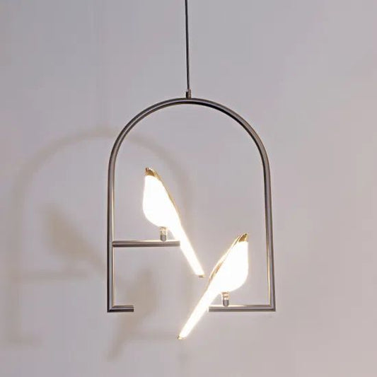 HDC Led 2-Light Bird Gold Hanging Pendant Ceiling Light - Warm White