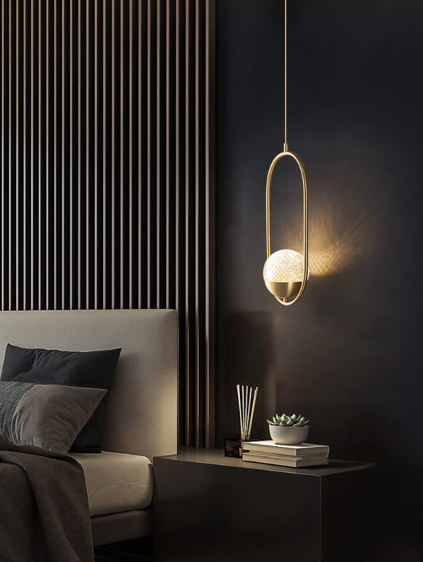 HDC Modern Oval Glass Pendant Light for Bedroom, Living Room