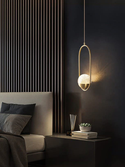HDC Modern Oval Glass Pendant Light for Bedroom, Living Room