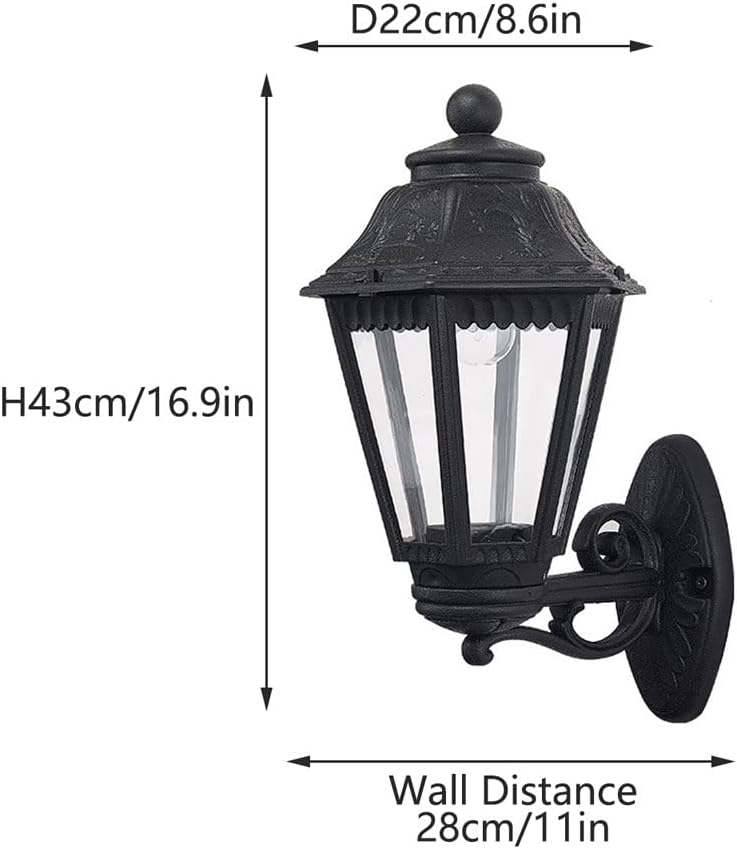 HDC Classic Black Outdoor Wall Lantern Light for Outdoor Areas