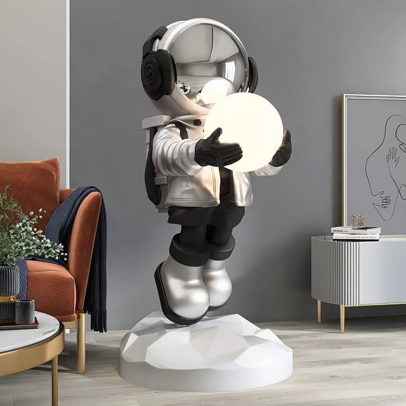 Hdc Modern Simple Vertical Astronaut Statue Figurine Modern Art Home Decor Sculpture Spaceman Resin Crafts Creative Indoor Floor Lamp