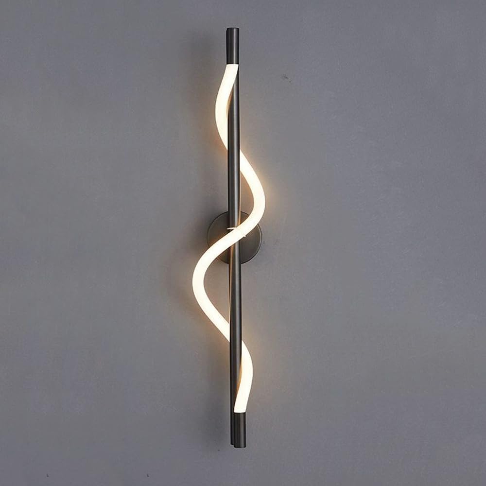 HDC Black & Gold Modern Spiral LED Wall Light for Bedroom, Living Room & Hallway