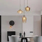 HDC 3 Light Led Amber Ribbed Glass Pendant Lamp Ceiling Light