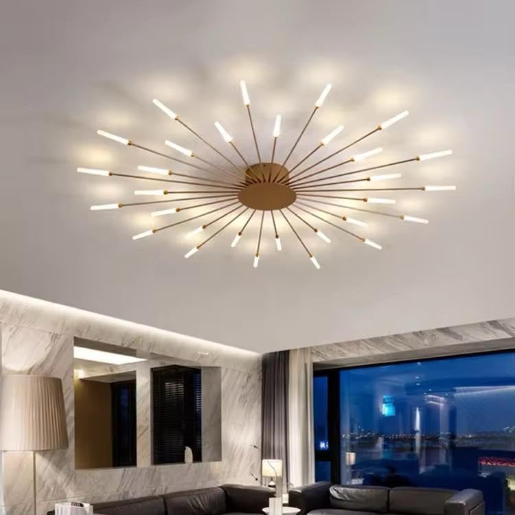 HDC 28 Lights Gold Body Acrylic Led Chandelier Ring For Living Room Lamp - Warm White