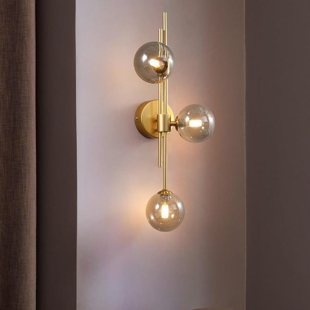 HDC 3 Light Metal Glass Ball Wall Light - Warm White