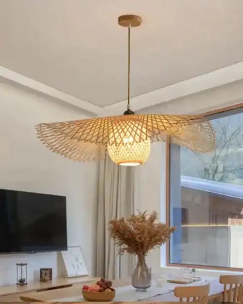 HDC Vintage Bamboo Rattan Chandelier Pendant Light