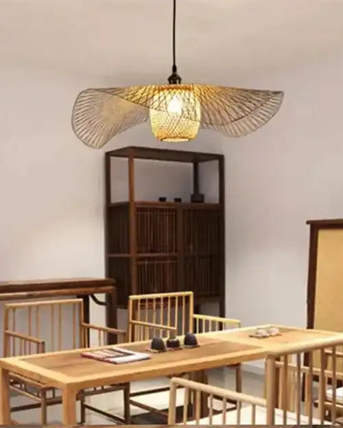 HDC Vintage Bamboo Rattan Chandelier Pendant Light