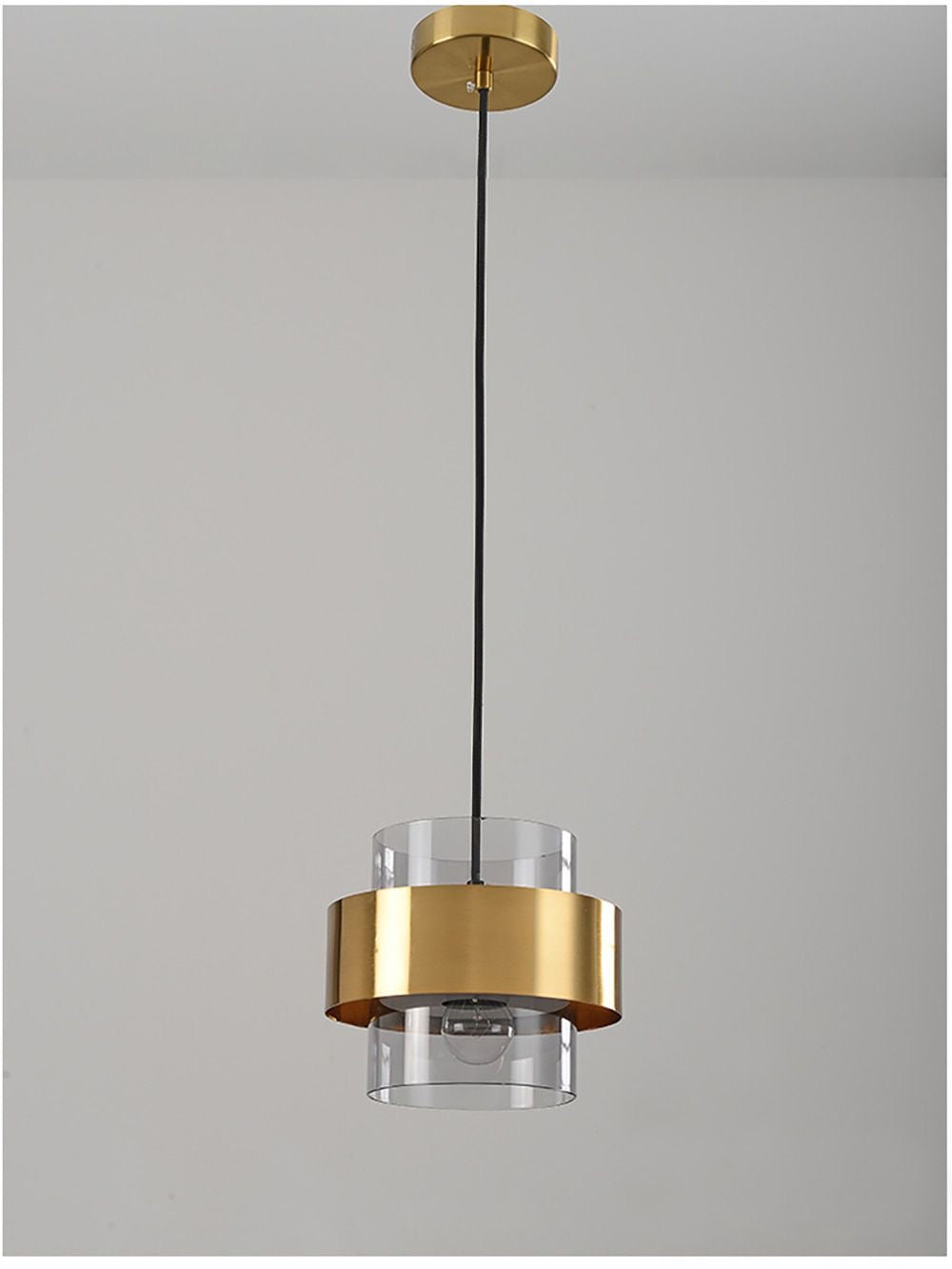 HDC 1 Light Led Amber/Smoke Glass Pendant Ceiling Light - Warm White