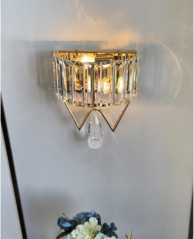 Hdc Clear Crystal Shade Wall Sconce for Living Room