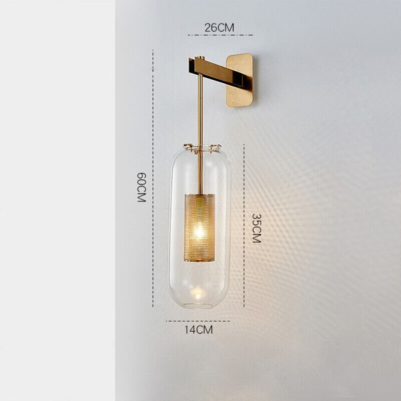 Hdc Industrial Wall Sconce Oblong Clear Glass Wall Mount Lamp with Inner Mesh Cage
