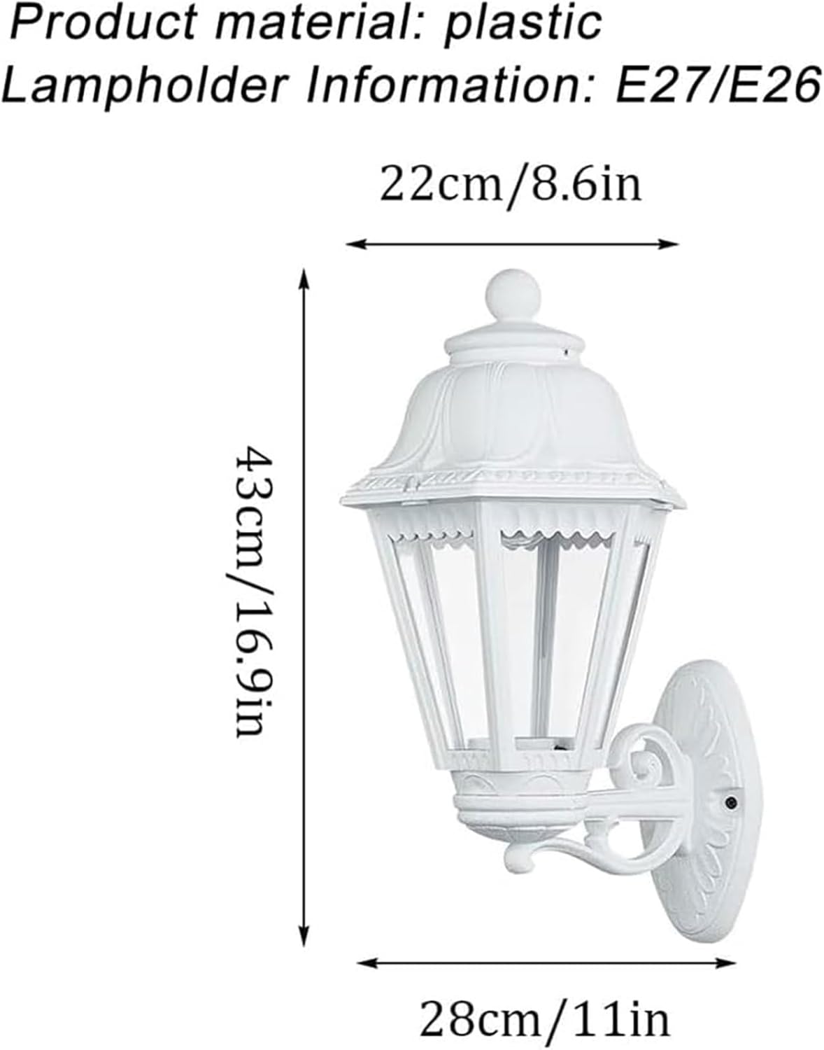 HDC Classic Black Outdoor Wall Lantern Light for Outdoor Areas
