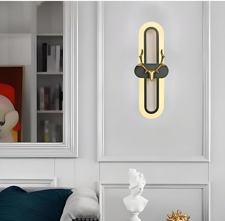 Hdc 400mm Oval Deer Wall Light for Bedroom