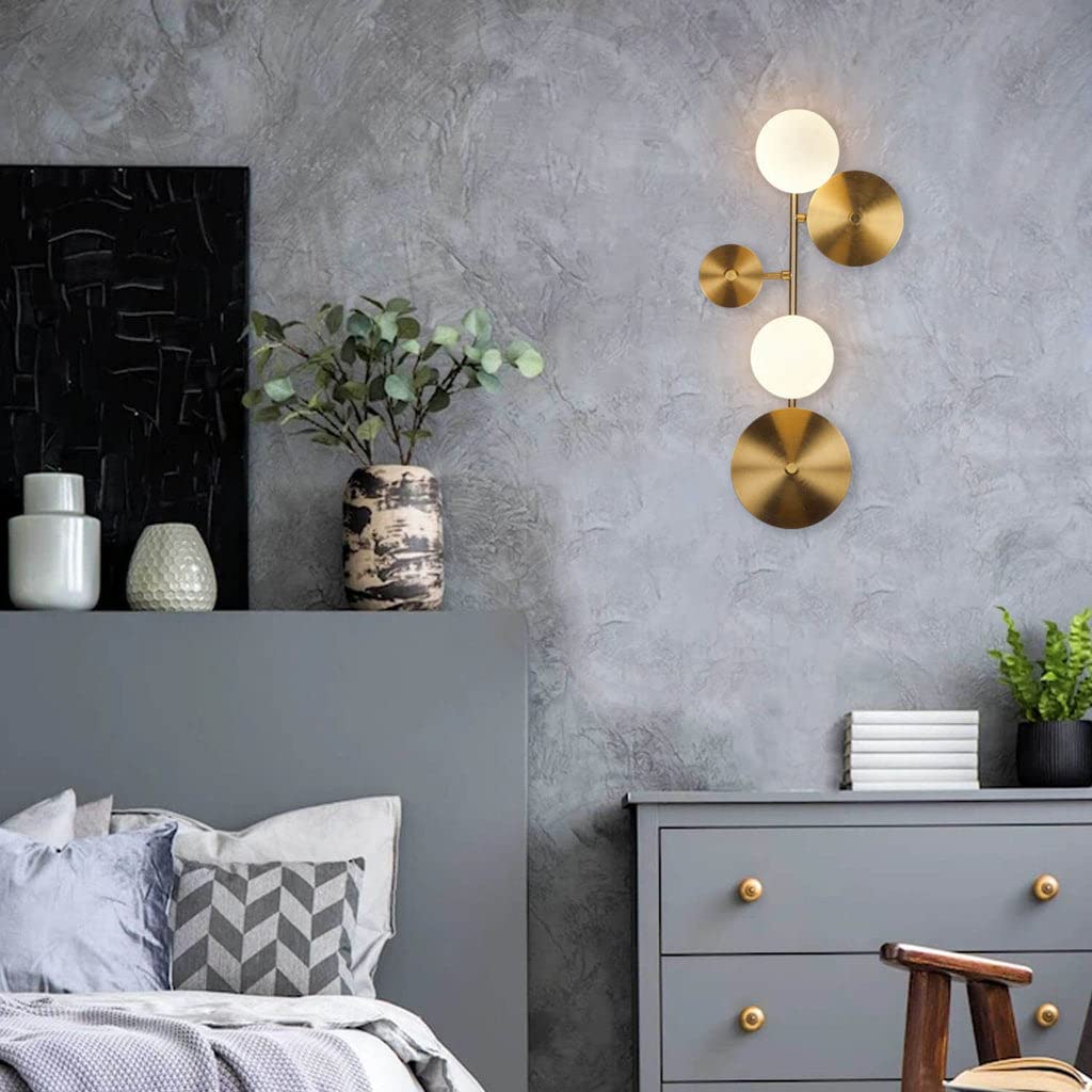 Hdc Mid Century Metal With Frosted Glass Globe Wall Lamp