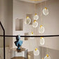 HDC 12 Lights Light Led Crystal Ring Double Height Stair Chandelier- Tricolor