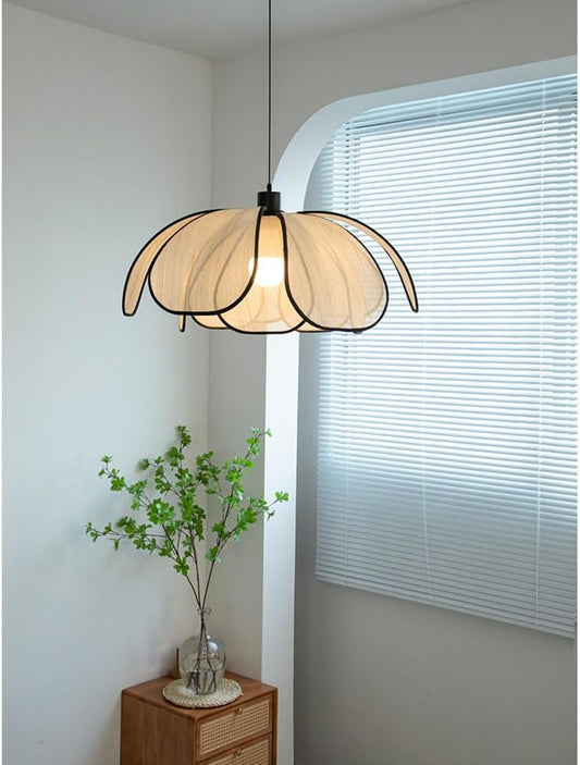 HDC Modern Wooden Petal Pendant Light for Bedroom, Dining & Living Room