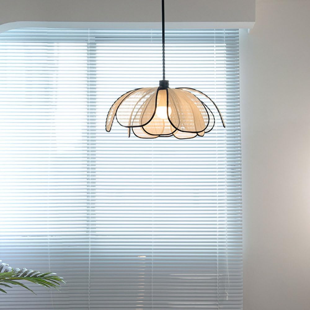 HDC Modern Wooden Petal Pendant Light for Bedroom, Dining & Living Room