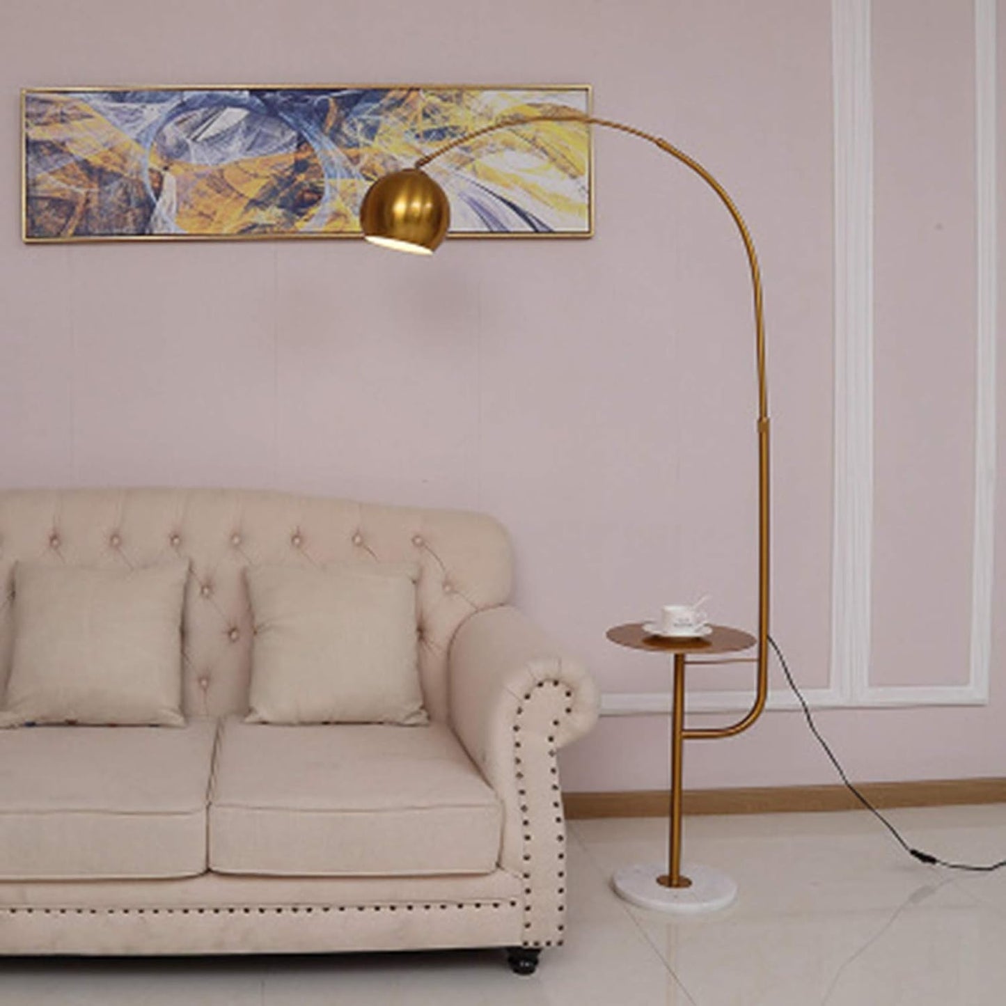 Hdc Modern Fishing Floor Lamps, Standing Lamp with Tray for Living Room