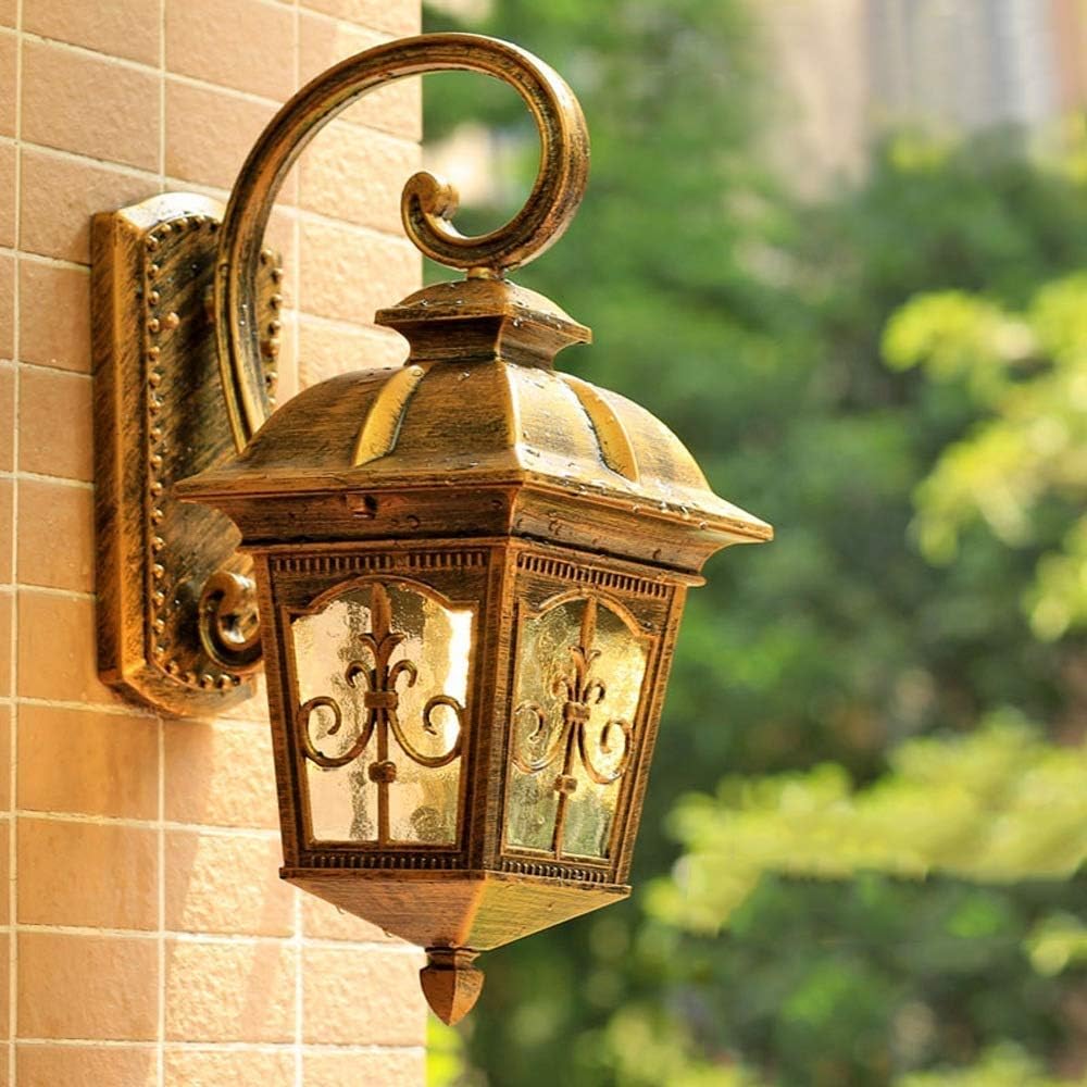 Hdc Vintage Bronze Outdoor LED Waterproof Balcony Wall Light Creativity Tradition Glass Garden E27 Wall Lamp  - Warm White